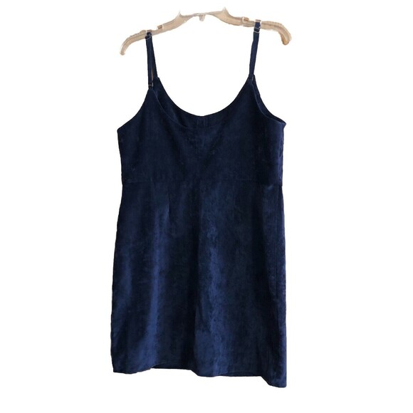 Urban Outfitters Cooperative Velvet Mini Dress Button Front Navy Blue Large - Picture 2 of 9